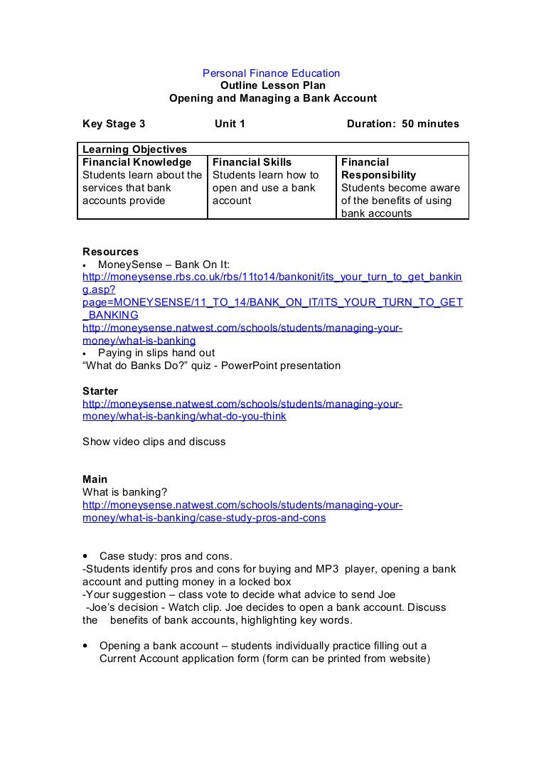 Opening And Managing A Bank Account