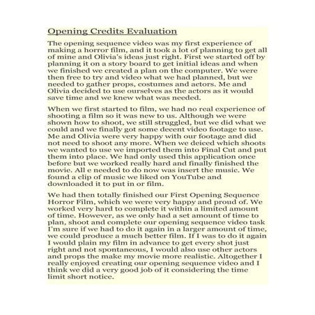 Insidious Opening Credits Timeline | DOCX