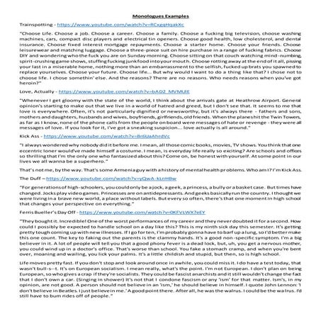 Monologue examples