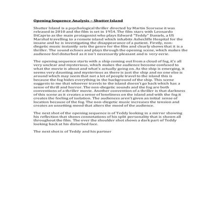 Opening sequence analysis – Shutter Island