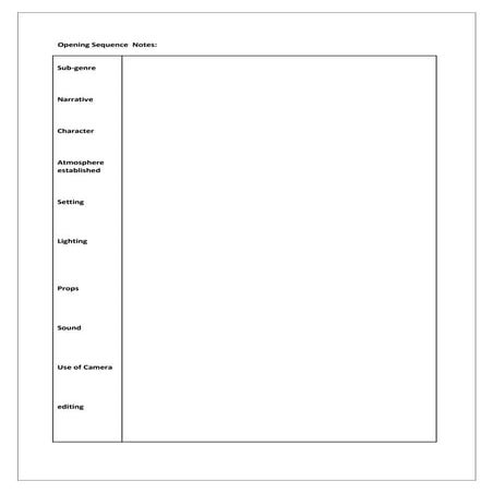 Opening Sequence  Notes