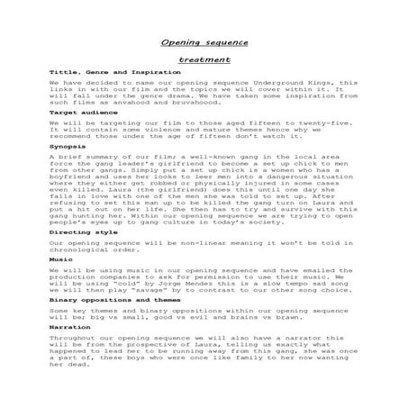 Opening Sequence Treatment