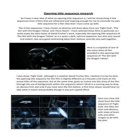 Opening title sequence research