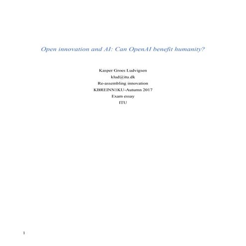 Open innovation and artificial intelligence: Can OpenAI benefit humanity?