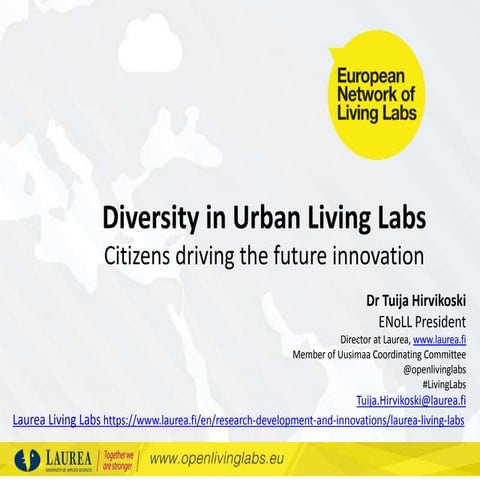 Diversity in Urban Living Labs Presentation May 2016