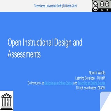 Open instructional design and assessments - OE4BW 2020