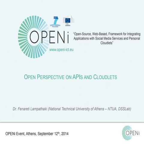 OPENi perspective on APIs and Cloudlets @Athens hackathon, September 2014