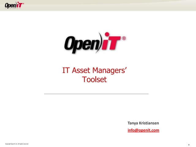 Open iT Software Usage Metering Toolset for IT Asset Managers 