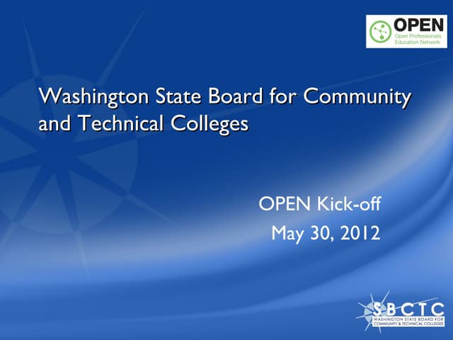 SBCTC OPEN Kick-off slides May 30 2012