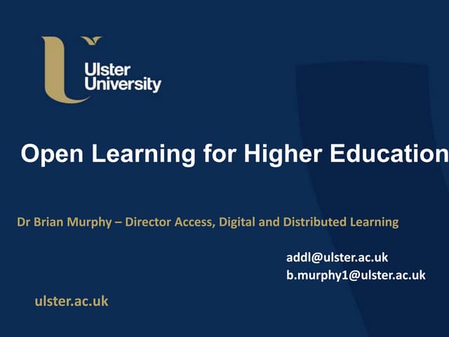 Open learning in higher education  an institutional approach