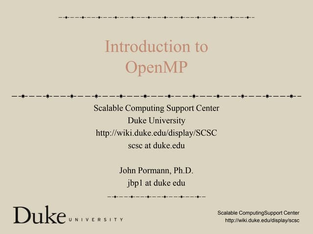 Intro to OpenMP