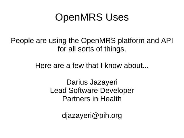 Openmrs Use Examples PDF