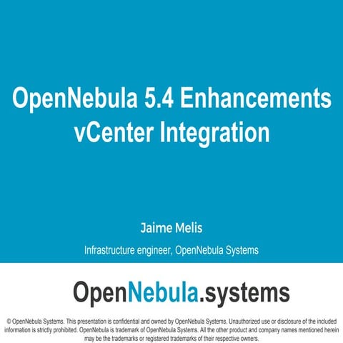 OpenNebula 5.4 Enhancements VMware vCenter integration
