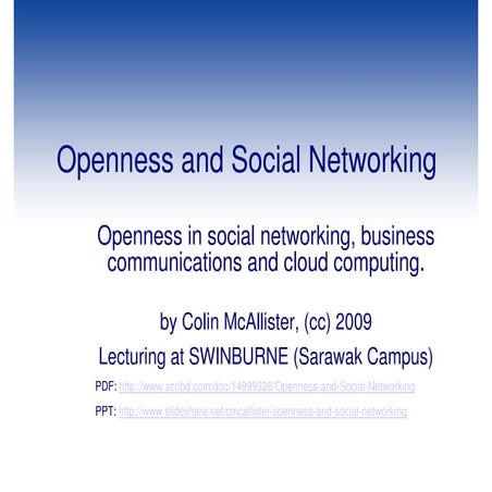 Openness And Social Networking (PDF)