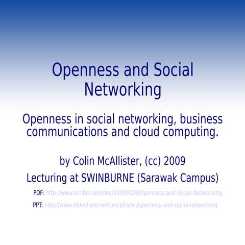 Openness And Social Networking (odp)