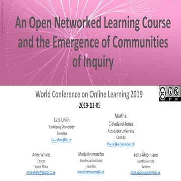 Open networked learning and the emergence of communities of inquiry  #wcol2019