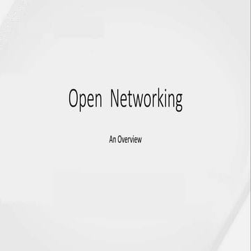 An overview of open networking | PPT