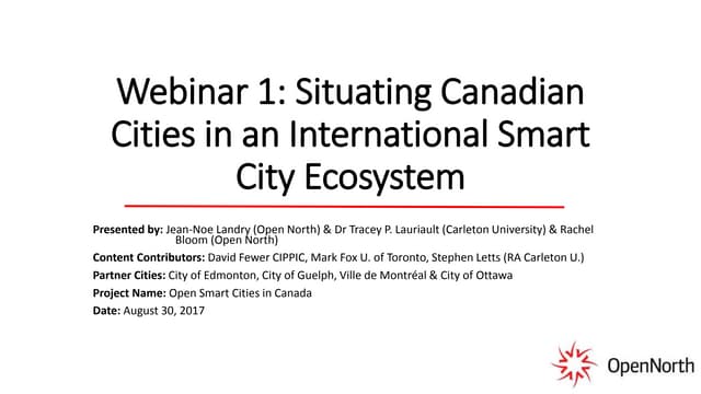 Webinar 1: Situating Canadian Cities in an International Smart City Ecosystem