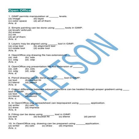 Open Office MCQ (OpenOffice Questions and Answers)