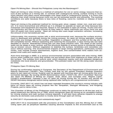 Open Pit Mining Ban - Should the Philippines Jump into the Bandwagon?