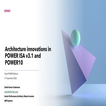 Architecture innovations in POWER ISA v3.01 and POWER10