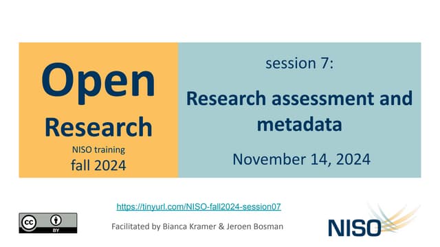 Bosman and Kramer Research assessment and metadata"