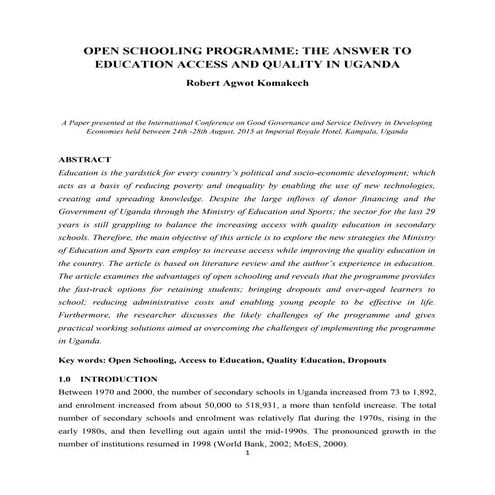 Open schooling programme