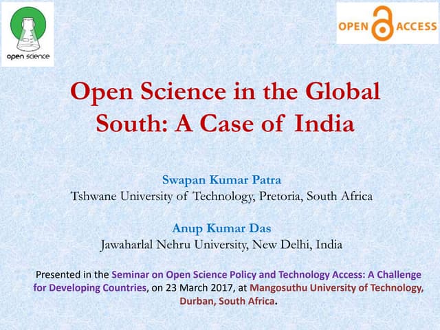 Open Science in the Global South: A Case of India