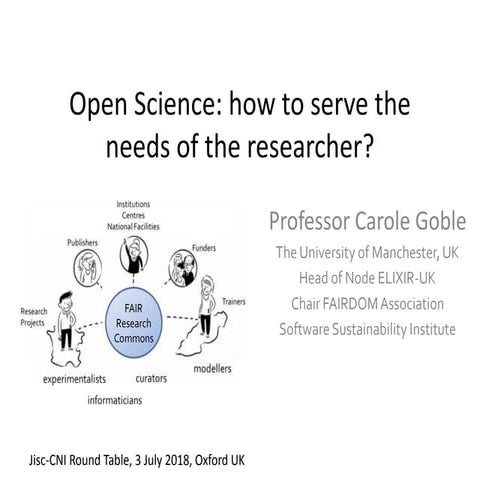 Open Science: how to serve the needs of the researcher? 