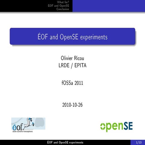 Open se experience in education - fossa2011