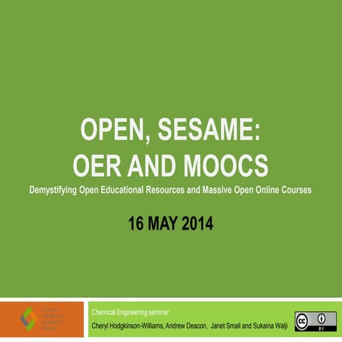 Open, Sesame: OERs and MOOCs