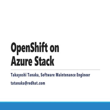 Open shift on azure stack