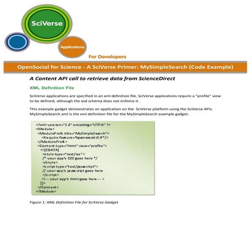 Open social for science   a sciverse primer - mysimplesearch