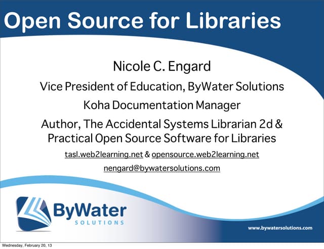 Practical Open Source Software for Libraries