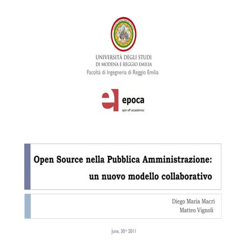 Prof. Diego Macrì - Open source nella pubblica amministrazione: un nuovo mode...