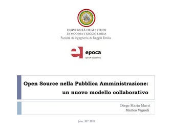 Prof. Diego Macrì - Open source nella pubblica amministrazione: un nuovo mode...