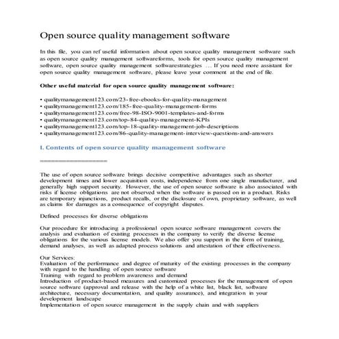 Open source quality management software
