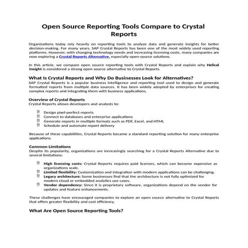 Open Source Reporting Tools The Best Crystal Reports Alternative.pptx