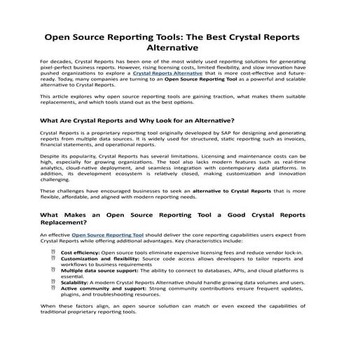 Open Source Reporting Tools The Best Crystal Reports Alternative.pptx