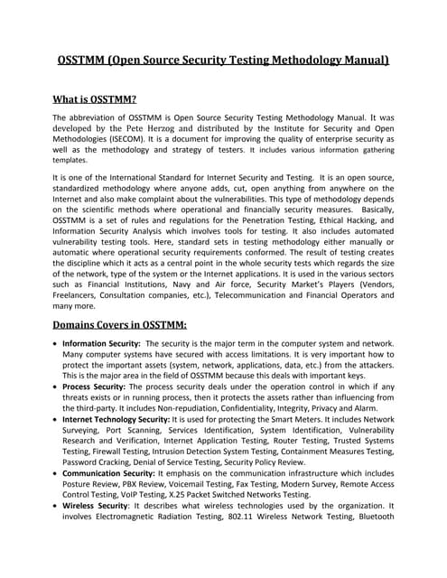 Open Source Security Testing Methodology Manual - OSSTMM by Falgun Rathod
