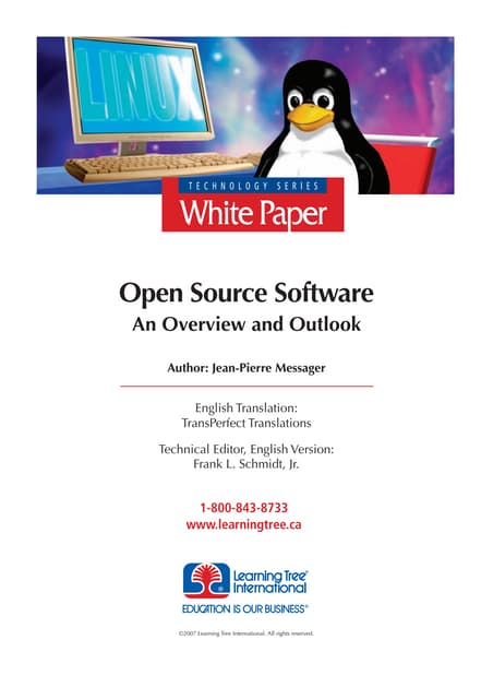 Open Source Software, An Overview And Outlook