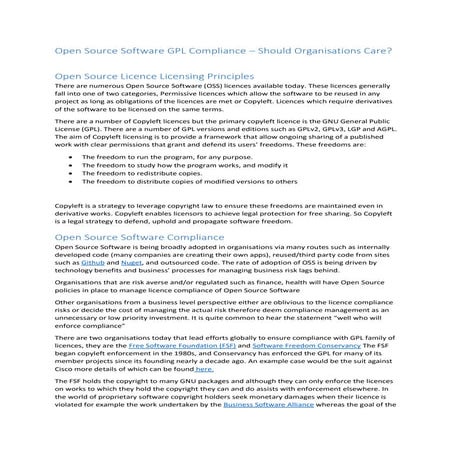 Open Source Software GPL Compliance – Should Organisations Care?