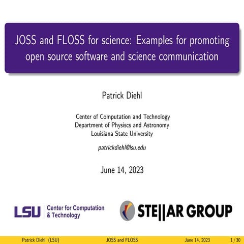 JOSS and FLOSS for science: Examples for promoting open source software and science communication