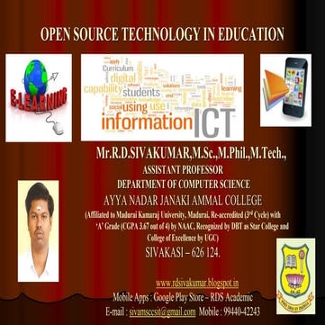 Open Source Technology in Education - R.D.Sivakumar