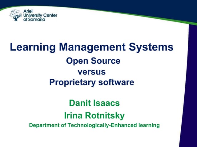Open Source Versus Proprietary  L M S
