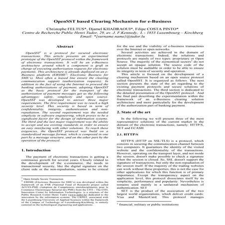Open sst based clearing mechanism for e business