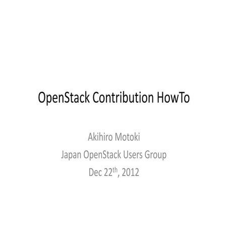 OpenStack Contribution Howto