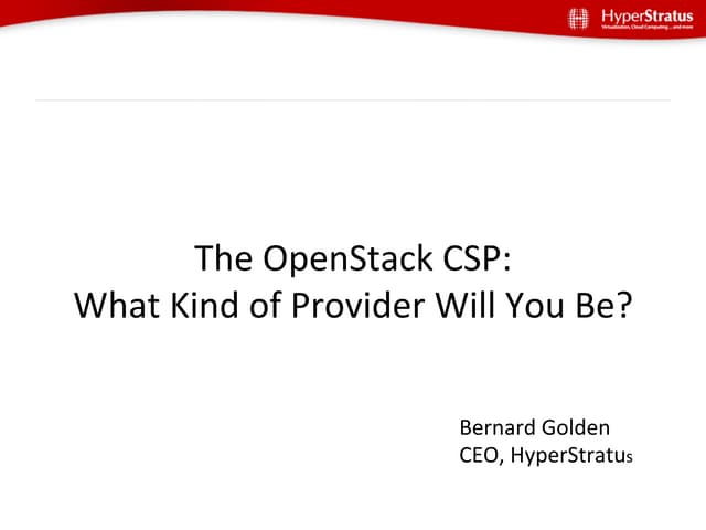 Cloud Service Providers and OpenStack