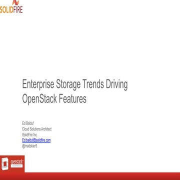 OpenStack Silicon Valley - Enterprise Storage Trends Driving OpenStack Features