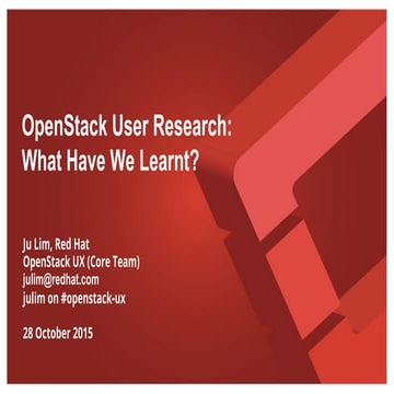 Openstack User Research: What Have We Learnt?